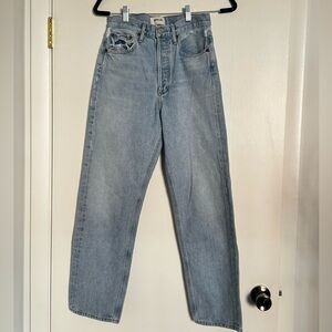AGOLDE Jeans Size 26 Light Wash High Rise Straight Leg Distressed Denim